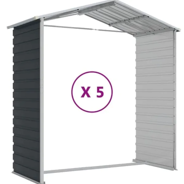 Sale Haveskur i galvaniseret stål - Opbevaring til haveværktøj | Farve: Antracitgrå | Størrelse: 191x470x198 cm Skure, Garager & Carports