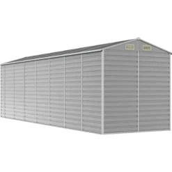 Hot Haveskur i galvaniseret stål - Multifunktionelt opbevaringsskur | Størrelse: 191x640x198 cm | Farve: Lysegrå Skure, Garager & Carports