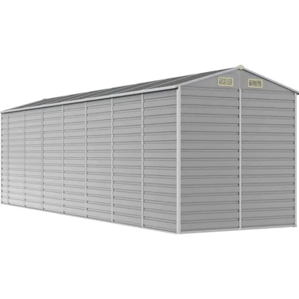 Hot Haveskur i galvaniseret stål - Multifunktionelt opbevaringsskur | Størrelse: 191x640x198 cm | Farve: Lysegrå Skure, Garager & Carports
