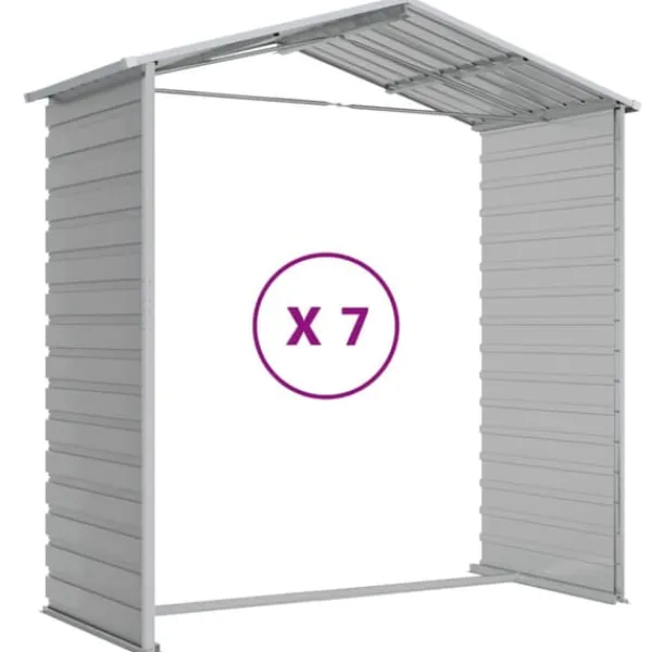 Hot Haveskur i galvaniseret stål - Multifunktionelt opbevaringsskur | Størrelse: 191x640x198 cm | Farve: Lysegrå Skure, Garager & Carports