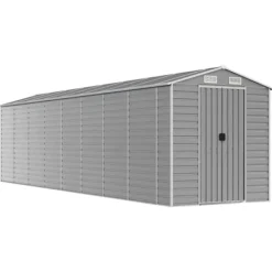 Skure, Garager & Carports^Haveskur i galvaniseret stål - Multifunktionelt opbevaringsskur | Farve: Lysegrå | Størrelse: 191x810x198 cm