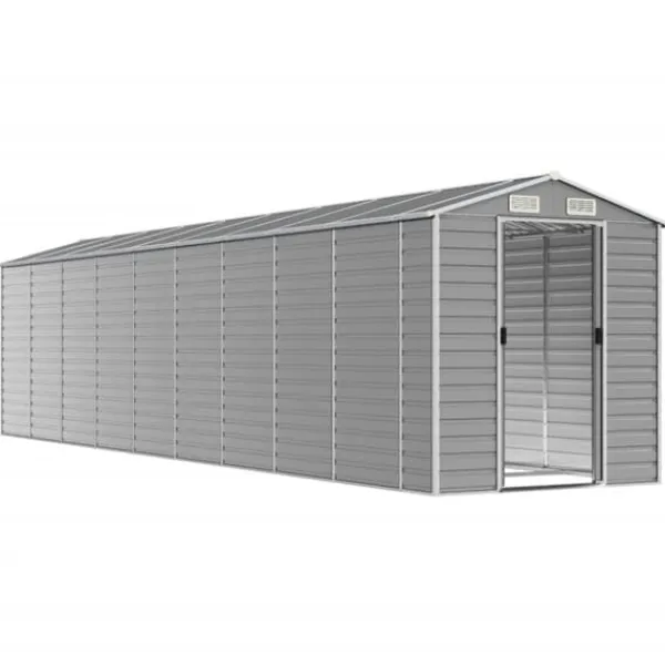 Skure, Garager & Carports^Haveskur i galvaniseret stål - Multifunktionelt opbevaringsskur | Farve: Lysegrå | Størrelse: 191x810x198 cm