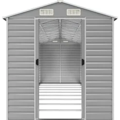 Skure, Garager & Carports^Haveskur i galvaniseret stål - Multifunktionelt opbevaringsskur | Farve: Lysegrå | Størrelse: 191x810x198 cm