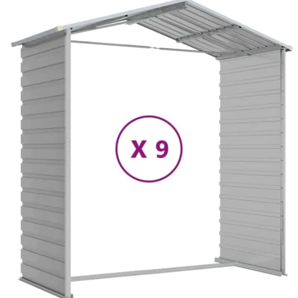 Skure, Garager & Carports^Haveskur i galvaniseret stål - Multifunktionelt opbevaringsskur | Farve: Lysegrå | Størrelse: 191x810x198 cm