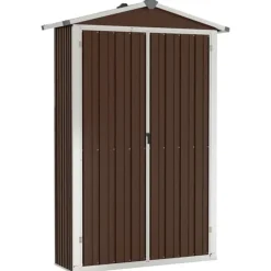 Haveskur i galvaniseret stål - Opbevaringshus | Størrelse: 116x45x175 cm | Farve: Brun Skure, Garager & Carports