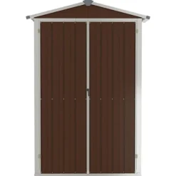 Haveskur i galvaniseret stål - Opbevaringshus | Størrelse: 116x45x175 cm | Farve: Brun Skure, Garager & Carports