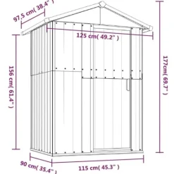 Skure, Garager & Carports^Haveskur i galvaniseret stål - Rummelig opbevaringsløsning | Størrelse: 126x97,5x177 cm | Farve: Grøn