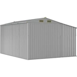 Best Haveskur i galvaniseret stål - Opbevaring til værktøj | Farve: Grå | Størrelse: 277x365,5x179 cm Skure, Garager & Carports