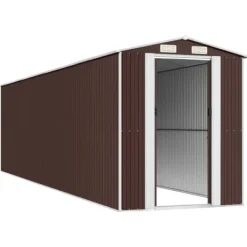 Skure, Garager & Carports^Haveskur i galvaniseret stål - Rummelig opbevaringsløsning | Farve: Mørkebrun | Størrelse: 192x77x223 cm