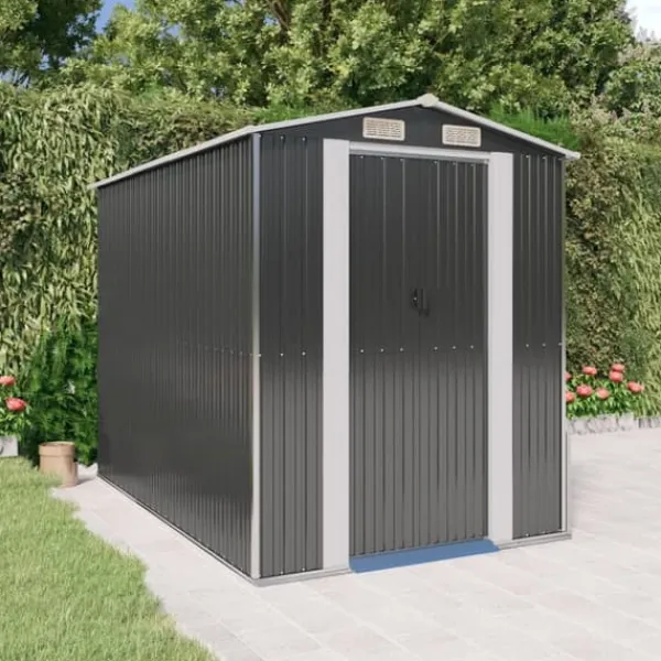 Best Haveskur i galvaniseret stål - Rummelig opbevaring | Farve: Antracitgrå | Størrelse: 192x274x223 cm Skure, Garager & Carports