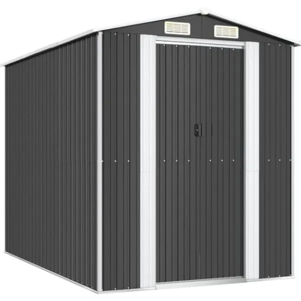 Best Haveskur i galvaniseret stål - Rummelig opbevaring | Farve: Antracitgrå | Størrelse: 192x274x223 cm Skure, Garager & Carports