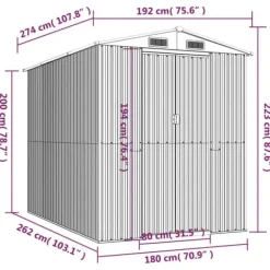 Best Haveskur i galvaniseret stål - Rummelig opbevaring | Farve: Antracitgrå | Størrelse: 192x274x223 cm Skure, Garager & Carports