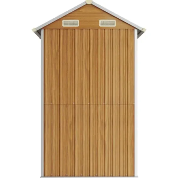 Skure, Garager & Carports^Haveskur i galvaniseret stål - Multifunktionelt opbevaringsrum | Farve: Lysebrun | Størrelse: 192x152,5x237 cm