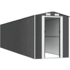 Online Haveskur i galvaniseret stål - Rummelig udendørs opbevaringsløsning | Størrelse: 192x85x223 cm | Farve: Antracitgrå Skure, Garager & Carports