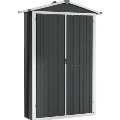 Haveskur i galvaniseret stål - Opbevaringsskur | Farve: Antracitgrå | Størrelse: 116x45x175 cm Skure, Garager & Carports