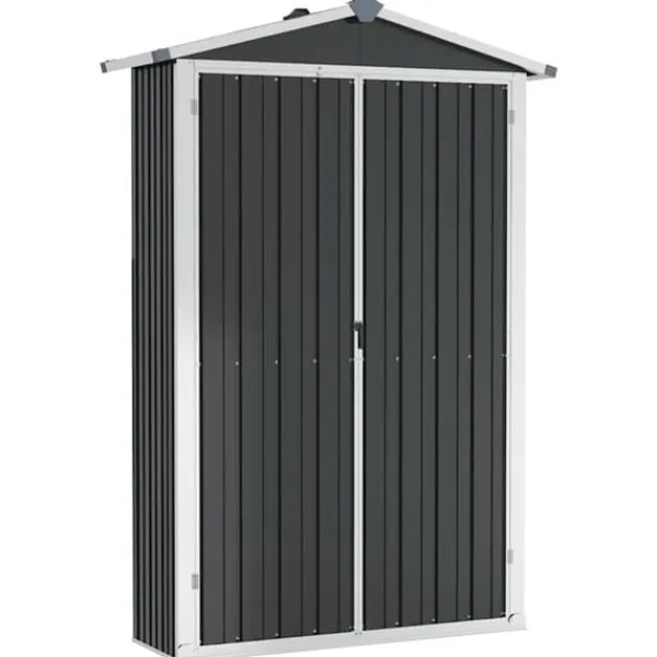 Haveskur i galvaniseret stål - Opbevaringsskur | Farve: Antracitgrå | Størrelse: 116x45x175 cm Skure, Garager & Carports