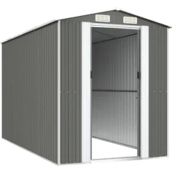 Hot Haveskur i galvaniseret stål - Rummelig opbevaringsløsning | Farve: Lysegrå | Størrelse: 192x357x223 cm Skure, Garager & Carports