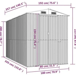 Hot Haveskur i galvaniseret stål - Rummelig opbevaringsløsning | Farve: Lysegrå | Størrelse: 192x357x223 cm Skure, Garager & Carports