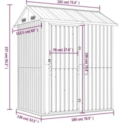 Haveskur i galvaniseret stål - Multifunktionelt opbevaringsskur | Størrelse: 192x152,5x237 cm | Farve: Lysegrå Skure, Garager & Carports