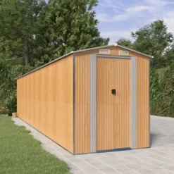 New Haveskur i galvaniseret stål til opbevaring | Størrelse: 192x85.5x223 cm | Farve: Lysebrun Skure, Garager & Carports