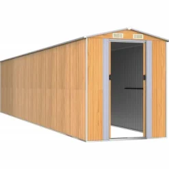 New Haveskur i galvaniseret stål til opbevaring | Størrelse: 192x85.5x223 cm | Farve: Lysebrun Skure, Garager & Carports