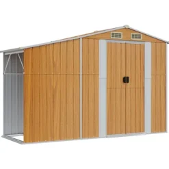 Clearance Haveskur i galvaniseret stål - Opbevaring til haven | Størrelse: 277x93x179 cm | Farve: Brun Skure, Garager & Carports