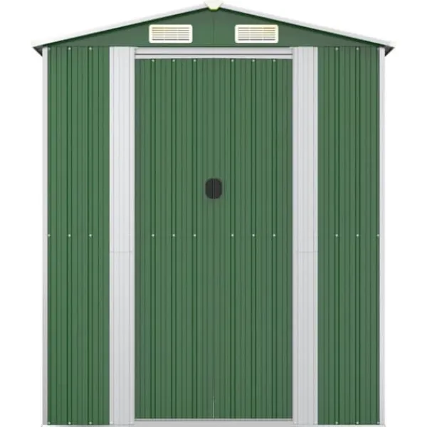Sale Haveskur i galvaniseret stål - Rummeligt opbevaringsskur | Farve: Grøn | Størrelse: 192x440x223 cm Skure, Garager & Carports
