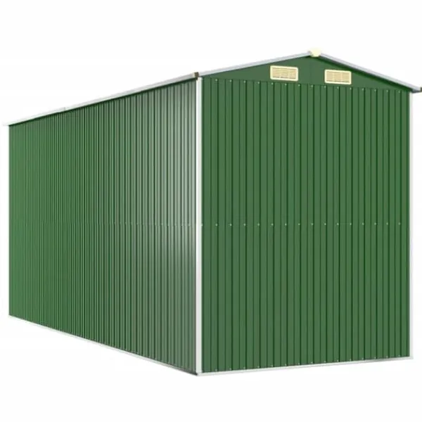Sale Haveskur i galvaniseret stål - Rummeligt opbevaringsskur | Farve: Grøn | Størrelse: 192x440x223 cm Skure, Garager & Carports