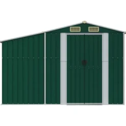 Discount Haveskur i galvaniseret stål - Multifunktionelt opbevaringsskur | Farve: Grøn | Størrelse: 277x192,5x179 cm Skure, Garager & Carports