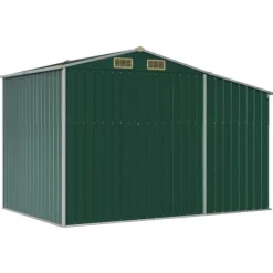 Discount Haveskur i galvaniseret stål - Multifunktionelt opbevaringsskur | Farve: Grøn | Størrelse: 277x192,5x179 cm Skure, Garager & Carports