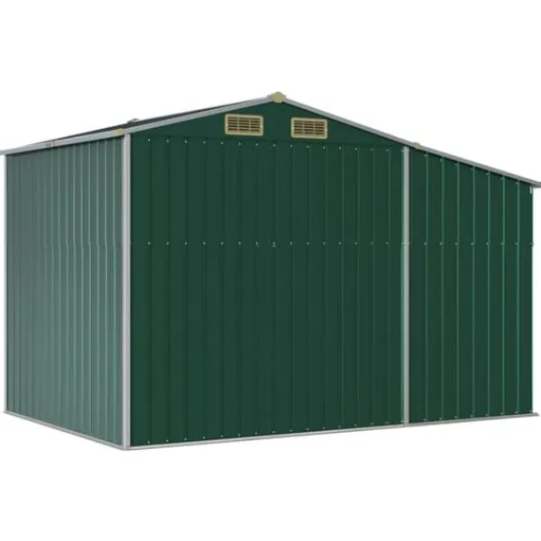 Discount Haveskur i galvaniseret stål - Multifunktionelt opbevaringsskur | Farve: Grøn | Størrelse: 277x192,5x179 cm Skure, Garager & Carports