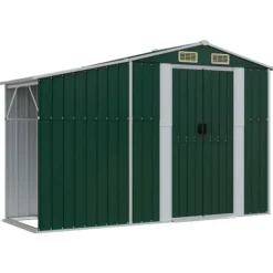 Discount Haveskur i galvaniseret stål - Multifunktionelt opbevaringsskur | Farve: Grøn | Størrelse: 277x192,5x179 cm Skure, Garager & Carports