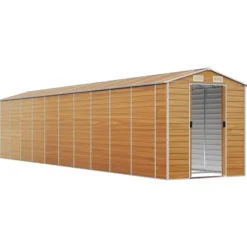 Skure, Garager & Carports^Haveskur i galvaniseret stål - Opbevaring til værktøj | Farve: Lysebrun | Størrelse: 191x89,5x198 cm