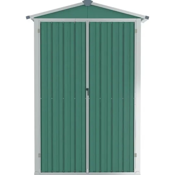 Skure, Garager & Carports^Haveskur i galvaniseret stål - Opbevaringshus | Farve: Grøn | Størrelse: 116x45x175 cm