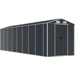 Skure, Garager & Carports^Haveskur i galvaniseret stål - Multifunktionel udendørs opbevaring | Størrelse: 191x725x198 cm | Farve: Antracitgrå