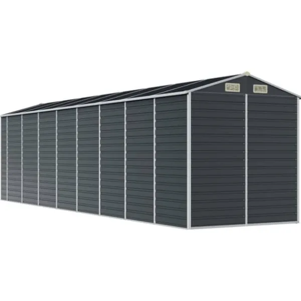 Skure, Garager & Carports^Haveskur i galvaniseret stål - Multifunktionel udendørs opbevaring | Størrelse: 191x725x198 cm | Farve: Antracitgrå