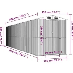 Skure, Garager & Carports^Haveskur i galvaniseret stål - Udendørs opbevaring | Farve: Lysebrun | Størrelse: 192x938x223 cm