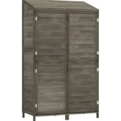 Skure, Garager & Carports^Haveskur i massivt grantræ - Opbevaring til haveredskaber | Farve: Antracitgrå | Størrelse: 102x52x174,5 cm