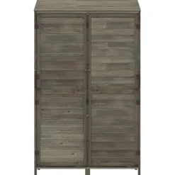 Skure, Garager & Carports^Haveskur i massivt grantræ - Opbevaring til haveredskaber | Farve: Antracitgrå | Størrelse: 102x52x174,5 cm