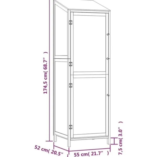 Haveskur i massivt grantræ - Opbevaringsskur til haveredskaber | Farve: Brun | Størrelse: 55x52x174,5 cm Skure, Garager & Carports