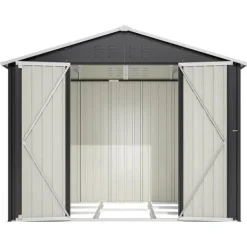 Skure, Garager & Carports^Haveskur i metal 240×192,3×191 cm med skydedør og 4 ventilationsåbninger, aflåseligt haveskur