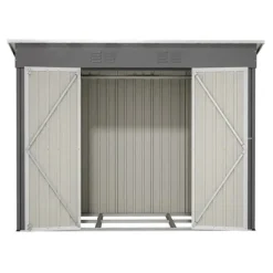 Skure, Garager & Carports^Haveskur i metal 8×4 ft (ca. 244×122 cm), grå – vejrbestandig, inkl. metalfundament (uden gulv) til have/terrasse