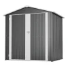 Clearance Haveskur i metal 142 x 185 cm, grå – aflåselig dør, ventilationshul, inkl. metalbund, vejrbestandig til haveredskaber Skure, Garager & Carports