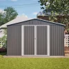 Sale Haveskur i metal 300 x 252 x 191 cm, grå – gaveltag, robust opbevaring til haveredskaber og redskaber Skure, Garager & Carports