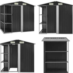 Clearance Haveskur med reol 205x130x183 cm jern antracitgrå - Haveskur - Haveskure - Home & Living Skure, Garager & Carports