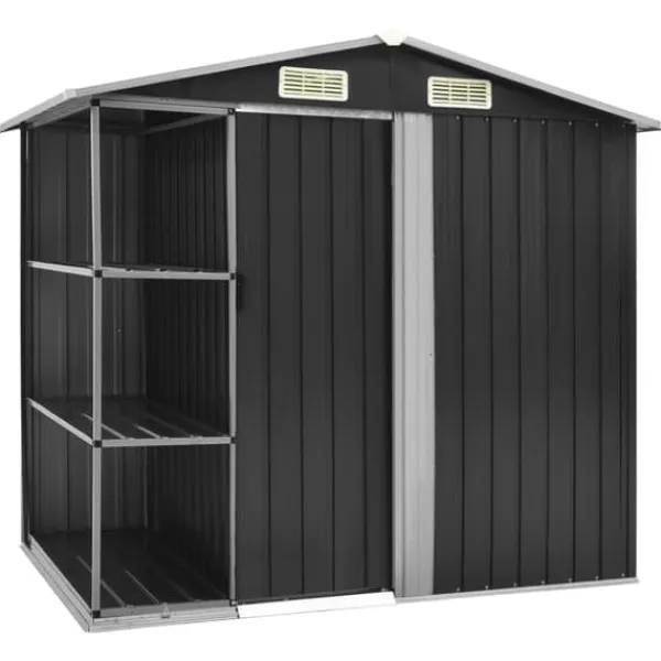 Clearance Haveskur med reol 205x130x183 cm jern antracitgrå - Haveskur - Haveskure - Home & Living Skure, Garager & Carports