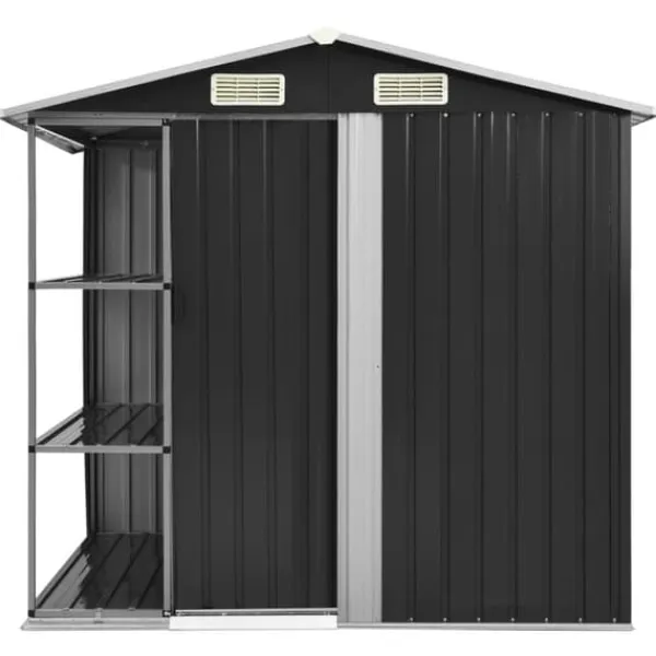 Clearance Haveskur med reol 205x130x183 cm jern antracitgrå - Haveskur - Haveskure - Home & Living Skure, Garager & Carports