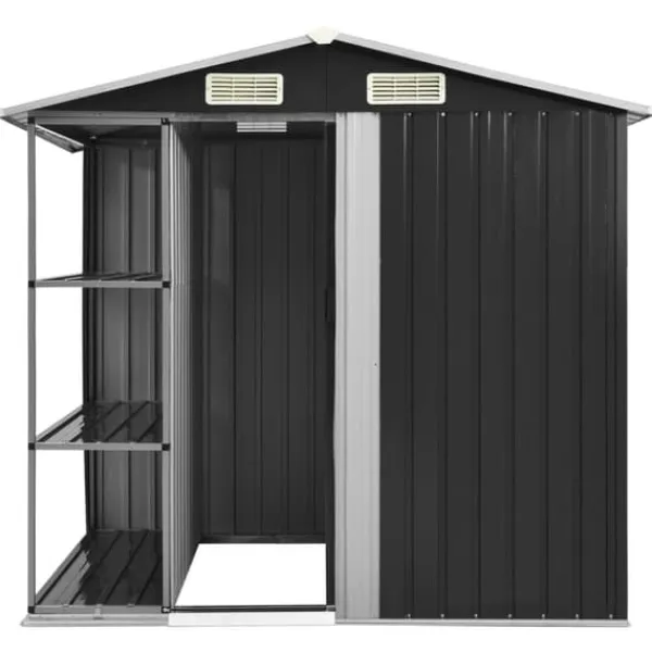Clearance Haveskur med reol 205x130x183 cm jern antracitgrå - Haveskur - Haveskure - Home & Living Skure, Garager & Carports