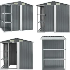 Haveskur med reol 205x130x183 cm jern grå - Haveskur - Haveskure - Home & Living Skure, Garager & Carports