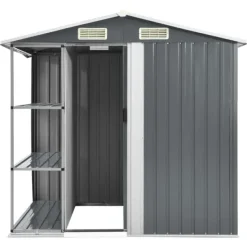 Haveskur med reol 205x130x183 cm jern grå - Haveskur - Haveskure - Home & Living Skure, Garager & Carports